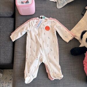 Carter's White and Pink Floral 2 pack sleep and play